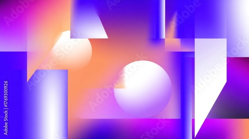 Colorful abstract geometric shapes with gradient background.