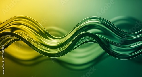 Abstract Wave of Green and Yellow Gradient.