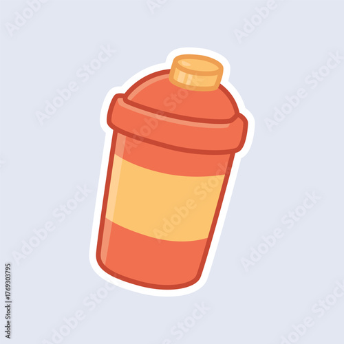Sports Shaker Bottle Icon in Flat Style Representing Gym Hydration and Post-Workout Recovery