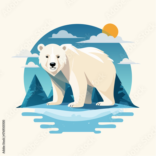 Illustration design plat d’ours blanc moderne