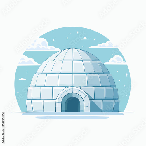 Illustration design plat d’igloo bleu clair moderne