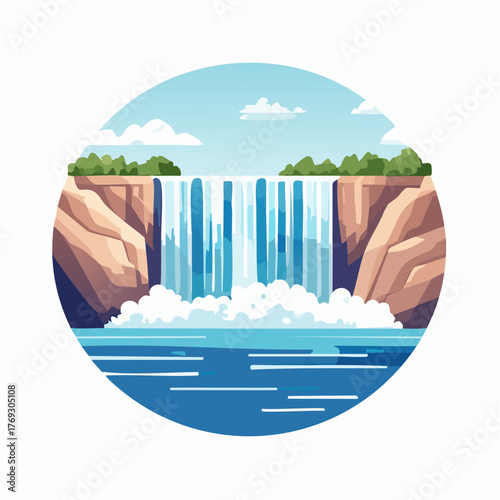 Chutes du Niagara stylisées isolées symbole Canada