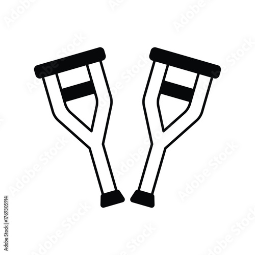 Crutch icon with white background vector stock illustration