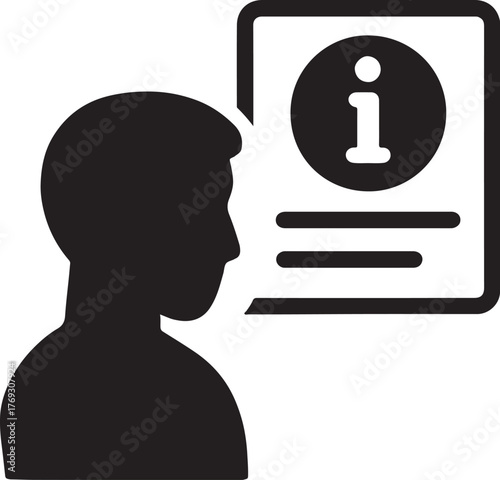  User guide information icon representing help, instruction, manual, and support in digital interface.