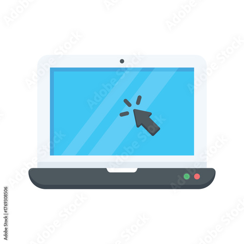 Flat laptop icon symbolizing remote work and online business