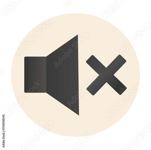 Muted Speaker Icon — Minimalist Flat Design with X Symbol