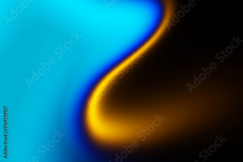 Abstract blue yellow background with waves crossing on black banner