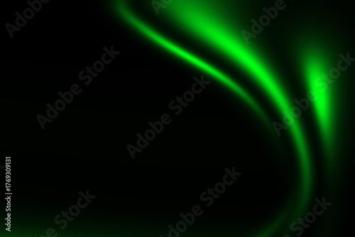 Green arura lights on dark sky background