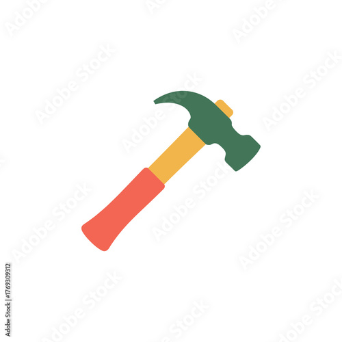 A colorful green headed claw hammer for various building and home tasks on a white background