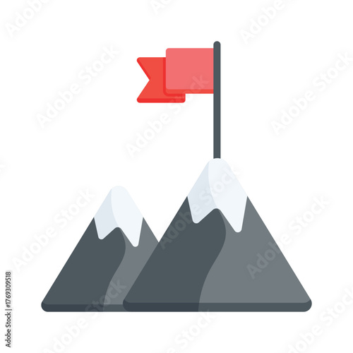 Mountain with a flag, symbolizing goal setting and achievement