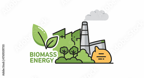 Concept Of Biomass Energy Production Plant And Organic Fuel Source