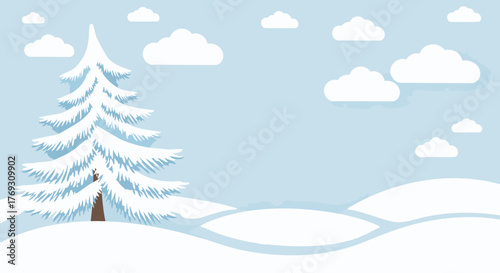 Sure, here is the requested stock photo descriptive title:

**Title:** Winter Wonderland Paper Cut Landscape with Snowy Tree