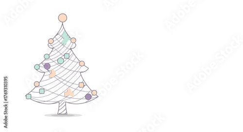 Minimalist Christmas Tree Illustration on White Background