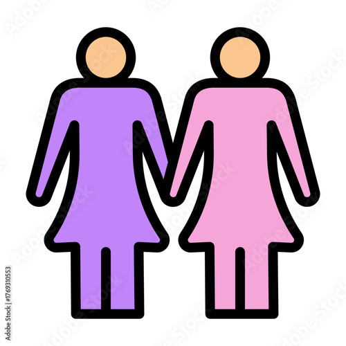 Same Sex Couple (Female) Vector Filled Icon Design