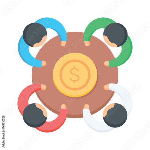Business professionals discussing strategy around a table, concept flat vector of business meeting