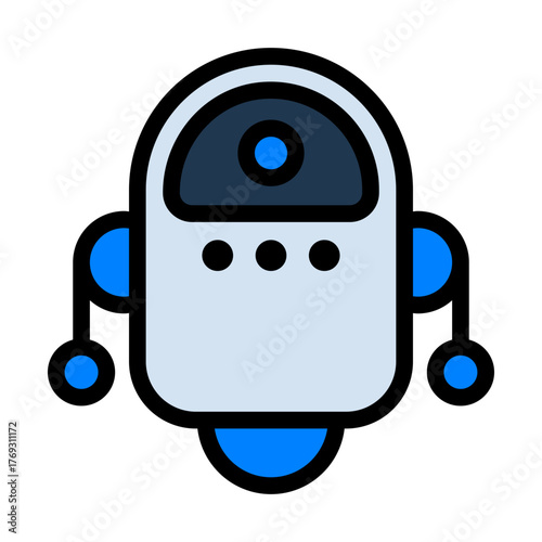 Robot Filled Icon — Futuristic AI and Technology Vector Illustration