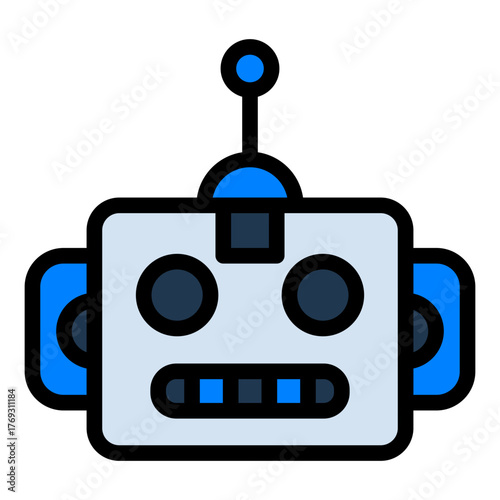 Robot Filled Icon — Futuristic AI and Technology Vector Illustration