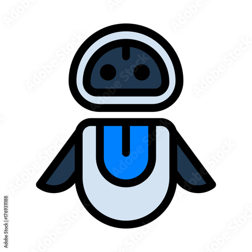 Robot Filled Icon — Futuristic AI and Technology Vector Illustration