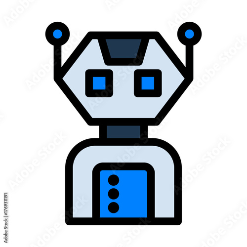 Robot Filled Icon — Futuristic AI and Technology Vector Illustration