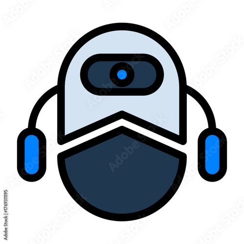 Robot Filled Icon — Futuristic AI and Technology Vector Illustration