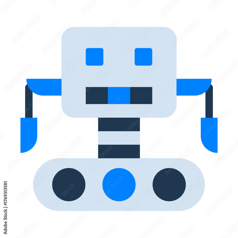 Fototapeta premium Robot Flat Icon — Futuristic AI and Technology Vector Illustration