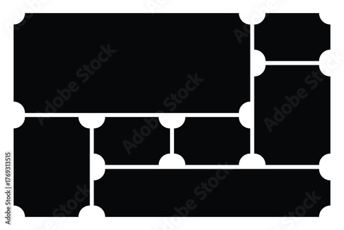 Clean vector photo collage layout with frames in bento grid system bento grid shape