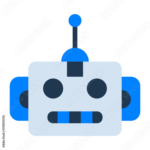 Robot Flat Icon — Futuristic AI and Technology Vector Illustration