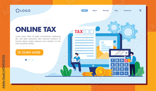 An engaging representation of online tax filing, featuring a calculator and tax documents, emphasizing the shift towards digital solutions in personal finance management.