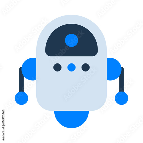 Robot Flat Icon — Futuristic AI and Technology Vector Illustration