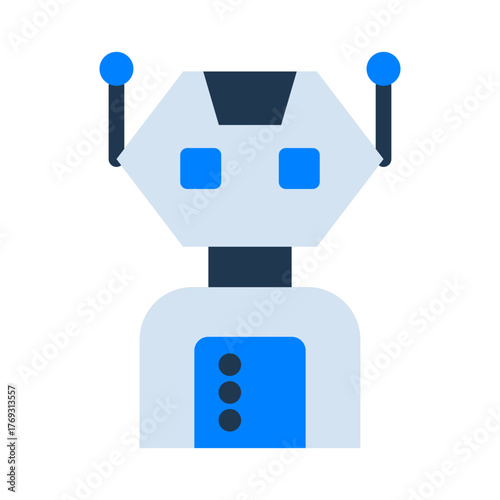 Robot Flat Icon — Futuristic AI and Technology Vector Illustration