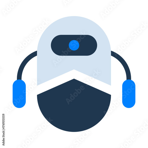 Robot Flat Icon — Futuristic AI and Technology Vector Illustration