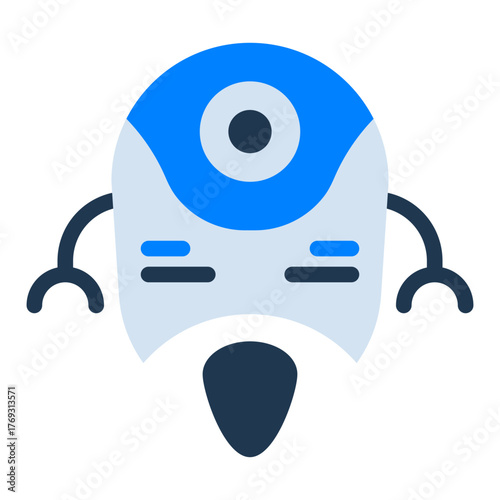 Robot Flat Icon — Futuristic AI and Technology Vector Illustration