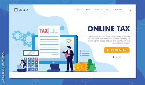 This image showcases an online tax platform, illustrating key elements like tax calculations, submissions, and essential tools aimed at simplifying tax management for users.