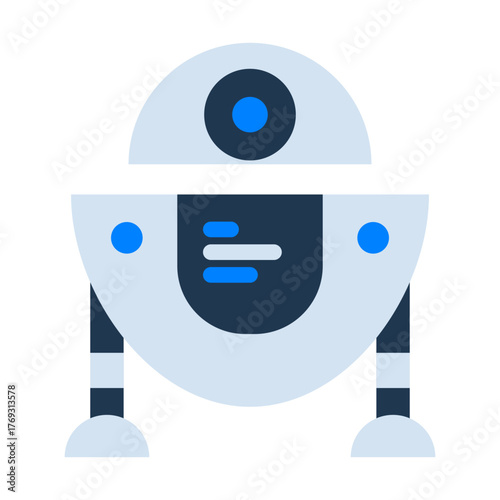 Robot Flat Icon — Futuristic AI and Technology Vector Illustration