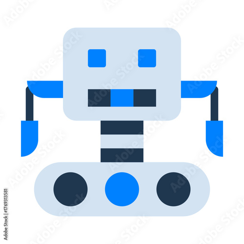 Robot Flat Icon — Futuristic AI and Technology Vector Illustration