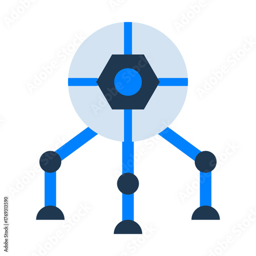 Robot Flat Icon — Futuristic AI and Technology Vector Illustration
