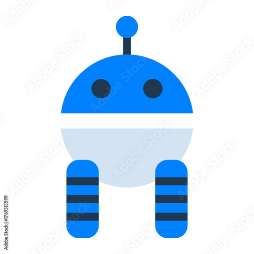 Robot Flat Icon — Futuristic AI and Technology Vector Illustration