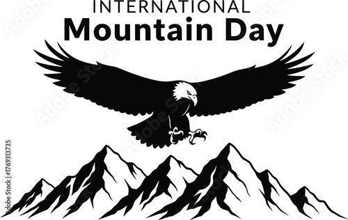 International mountain day logo with eagle and mountains