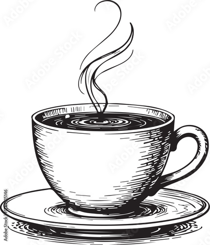 Steaming Hot Coffee Cup with Rising Aroma for Cosy Café Comfort and Relaxing Morning Moments