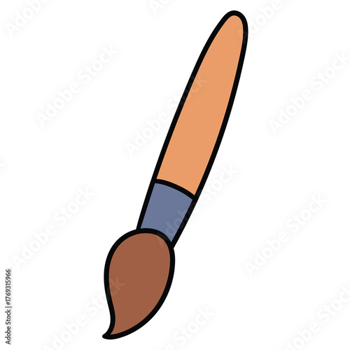 Hand-drawn cartoon paintbrush on a white background.
