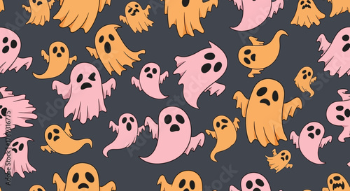 Playful Specters: A whimsical pattern of friendly ghosts for Halloween themed designs