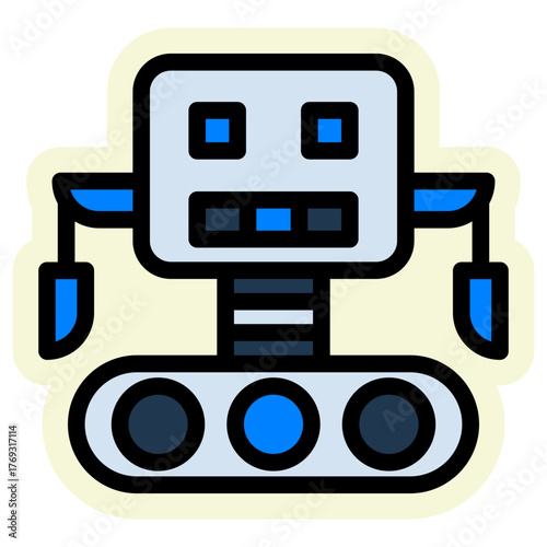 Robot Sticker Icon — Futuristic AI and Technology Vector Illustration