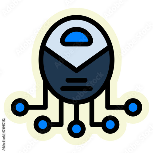 Robot Sticker Icon — Futuristic AI and Technology Vector Illustration