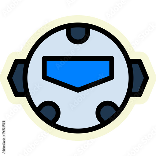 Robot Sticker Icon — Futuristic AI and Technology Vector Illustration