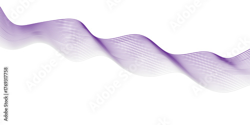 Abstract liquid smoke wave with a smooth artistic curve of blue and purple light that creates a flowing silk motion design for a color background
