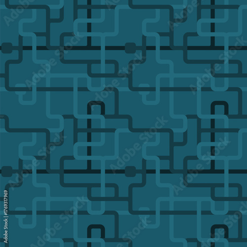 Seamless utility infrastructure pattern - connecting pipes geometric maze design. Water piping background.