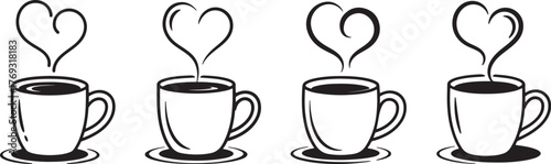 Coffee cup with a heart design.