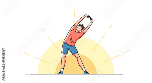 Man stretching outdoors during sunrise for health and fitness