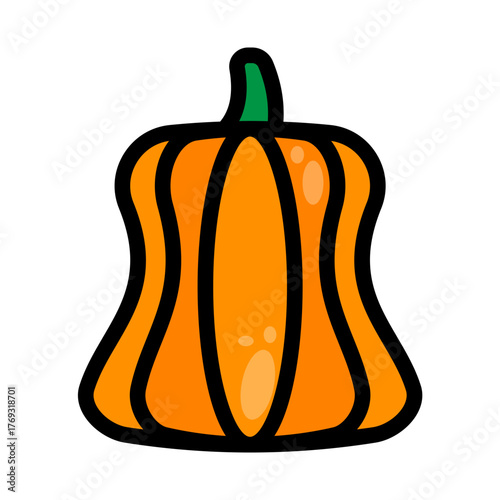 Pumpkin Filled Icon — Halloween Autumn Vegetable Vector Illustration