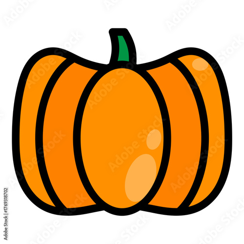 Pumpkin Filled Icon — Halloween Autumn Vegetable Vector Illustration